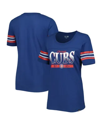 Women's New Era Blue Chicago Cubs Team Stripe T-shirt
