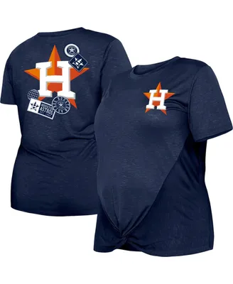 Women's New Era Navy Houston Astros Plus Two-Hit Front Knot T-shirt