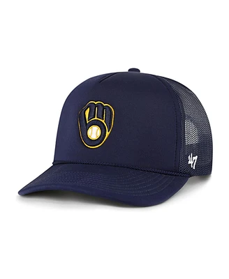 Men's '47 Brand Navy Milwaukee Brewers Foamo Trucker Snapback Hat