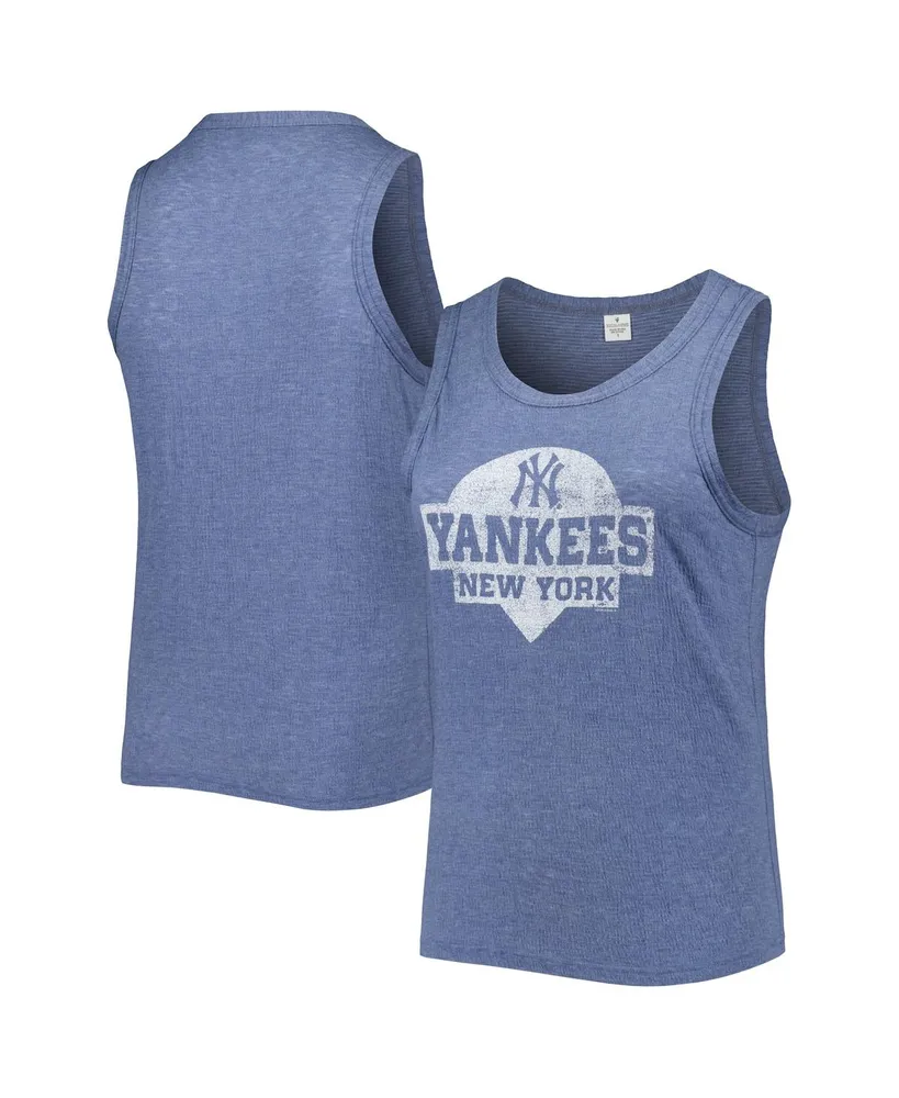 Women's Soft As A Grape Navy New York Yankees Plus High Neck Tri-Blend Tank Top