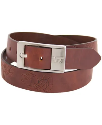 Men's Virginia Tech Hokies Brandish Leather Belt - Brown