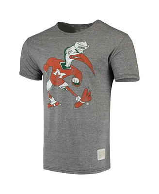 Men's Original Retro Brand Heathered Gray Miami Hurricanes Team Vintage-Inspired Tri-Blend T-shirt