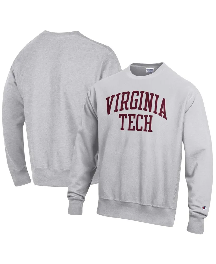 Men's Champion Heathered Gray Virginia Tech Hokies Arch Reverse Weave Pullover Sweatshirt