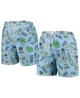 Men's Wes & Willy Light Blue Notre Dame Fighting Irish Vintage-Inspired Floral Swim Trunks