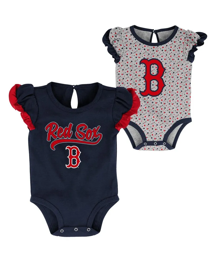 Newborn and Infant Girls Navy, Heathered Gray Boston Red Sox Scream Shout Two-Pack Bodysuit Set