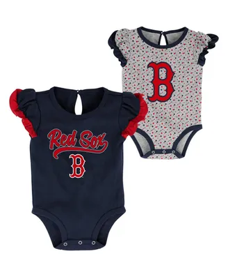 Newborn and Infant Girls Navy, Heathered Gray Boston Red Sox Scream Shout Two-Pack Bodysuit Set