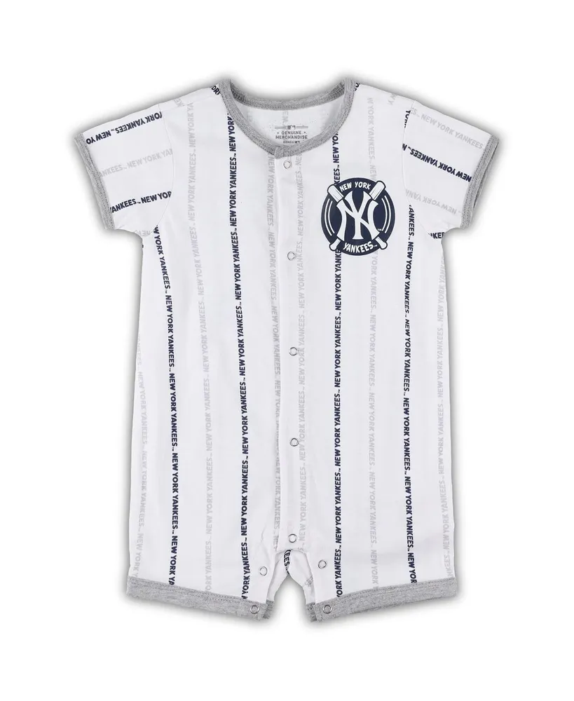 Infant Boys and Girls White New York Yankees Ball Hitter Coverall