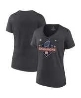 Women's Fanatics Heather Charcoal Houston Astros 2022 World Series Champions Locker Room Plus V-Neck T-shirt