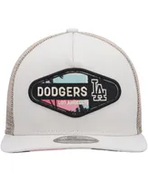 Men's New Era Natural Los Angeles Dodgers Retro Beachin' Patch A-Frame Trucker 9FIFTY Snapback Hat