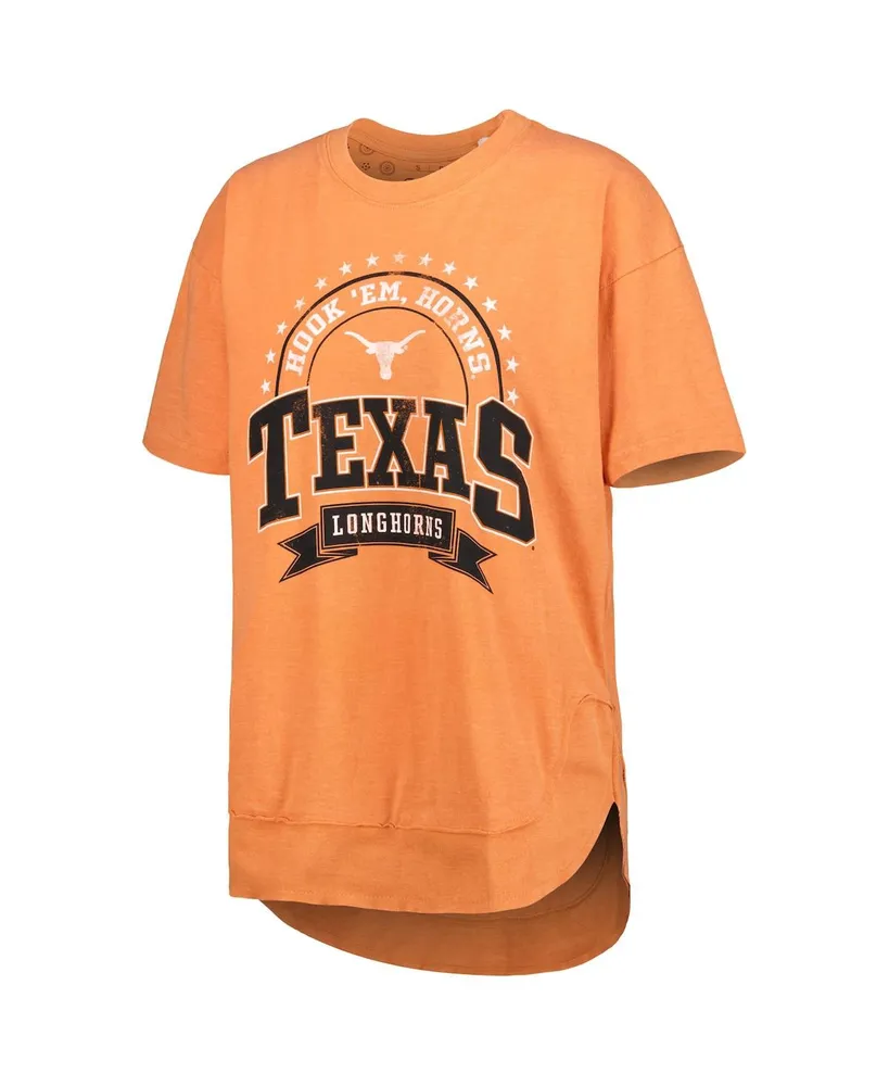 Women's Pressbox Texas Orange Texas Longhorns Vintage-Like Wash Poncho Captain T-shirt