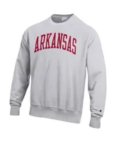 Men's Champion Heathered Gray Arkansas Razorbacks Arch Reverse Weave Pullover Sweatshirt