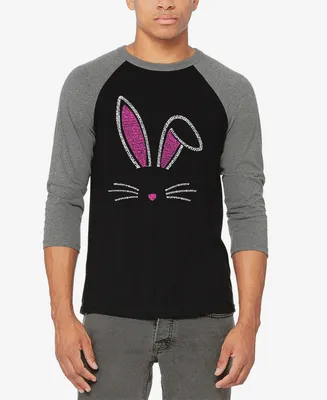 La Pop Art Men's Raglan Sleeves Bunny Ears Baseball Word T-shirt