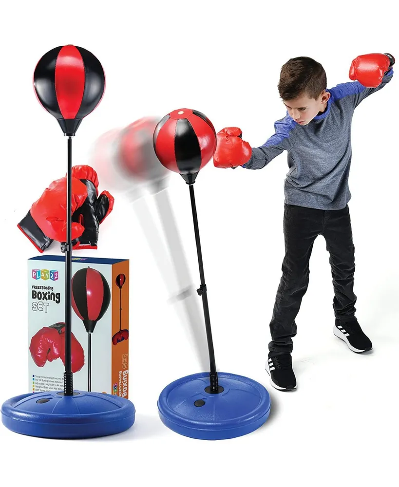 Soozier Punching Bag Free Standing w/ Boxing Gloves Height Adjustable  Boxing Ball Set Great For Training, Exercise, Fitness & Stress Relief - Red