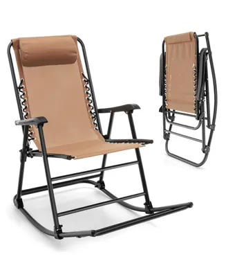 Costway Patio Camping Rocking Chair Folding Rocker Footrest Lightweight