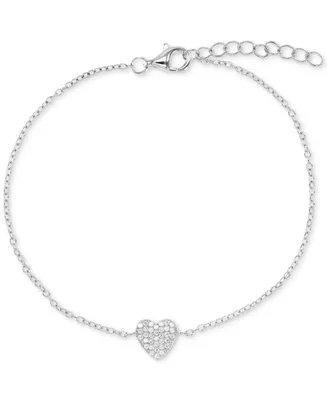 Cubic Zirconia Pave Heart Cable Link Bracelet