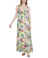 julia jordan Women's Printed Sleeveless Tiered Maxi Dress