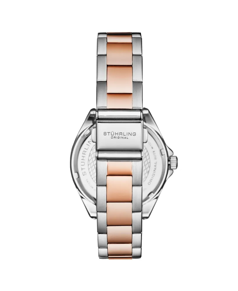 Stuhrling Women's Symphony Rose-Gold Stainless Steel , Silver-Tone Dial , 45mm Round Watch - Rose