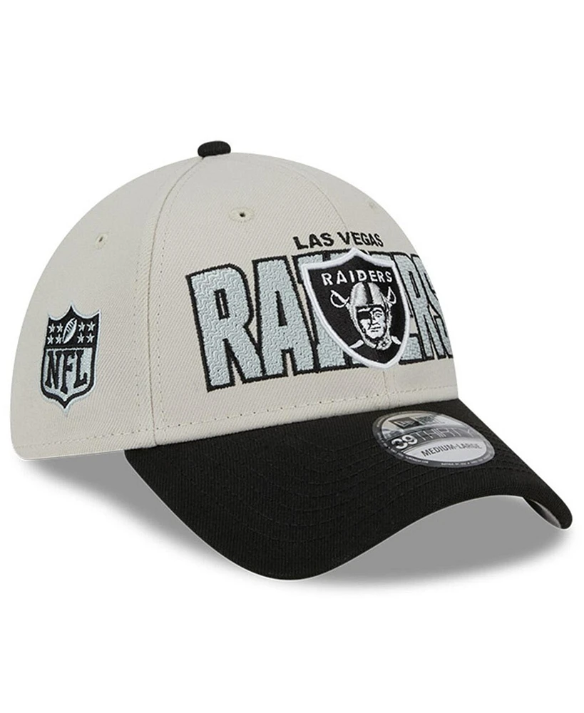Men's New Era Stone, Black Las Vegas Raiders 2023 Nfl Draft 39THIRTY Flex Hat