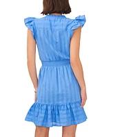 1.state Women's Flutter Sleeve Button Front Ruffle Hem Dress