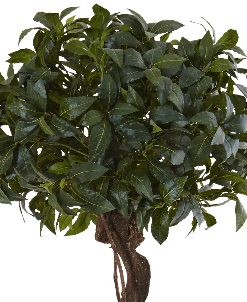 Nearly Natural 4.5' Sweet Bay Double Topiary Artificial Tree in Farmhouse Planter