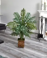 Nearly Natural 4' Evergreen Artificial Plant in Metal Planter