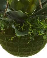Nearly Natural Agave and Maiden Hair Artificial Plant in Hanging Basket (Indoor/Outdoor)