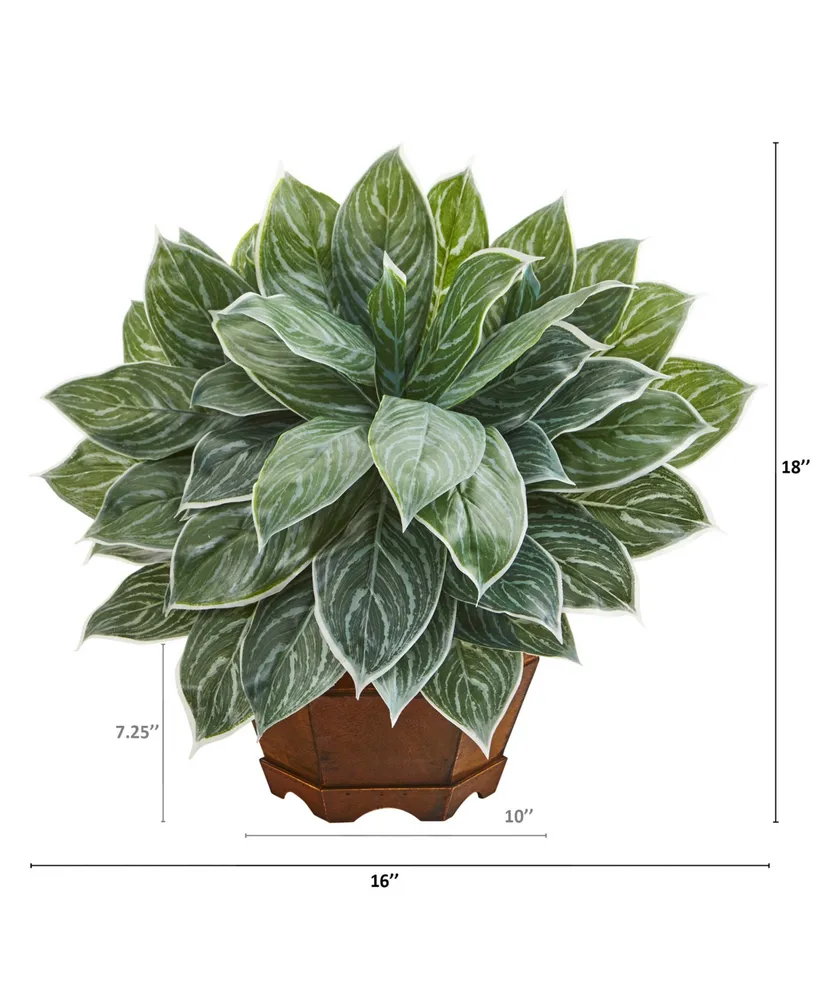 Nearly Natural 18in. Silver Aglaonema Artificial Plant in Decorative Planter Real Touch