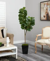 68" Fiddle Leaf Fig Artificial Tree in Metal Planter