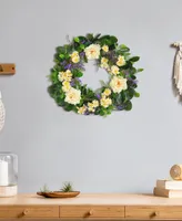 Mixed Rose and Daisy Artificial Wreath, 22"