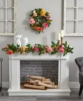 Nearly Natural 60" Mixed Peony and Berry Garland