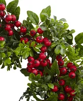 Nearly Natural 24" Berry Boxwood Wreath