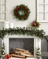 Nearly Natural 24" Berry Boxwood Wreath