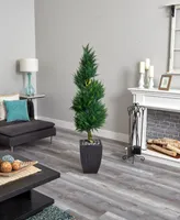 Nearly Natural 5.5' Cypress Spiral Artificial Tree in Black Wash Planter Uv Resistant