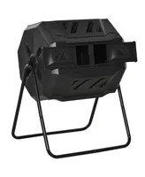 Outsunny Tumbling Compost Bin Outdoor 360° Dual Chamber Rotating Composter 43 Gallon