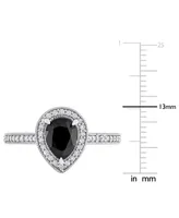 Black Diamond (1 ct. t.w.) & White (1/4 Pear-Cut Halo Engagement Ring 14k Gold