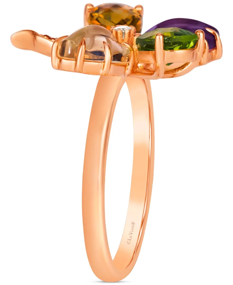 Le Vian Ombre Multi-Gemstone (3 ct. t.w.) & Vanilla Diamond Accent Flower Ring in 14k Rose Gold