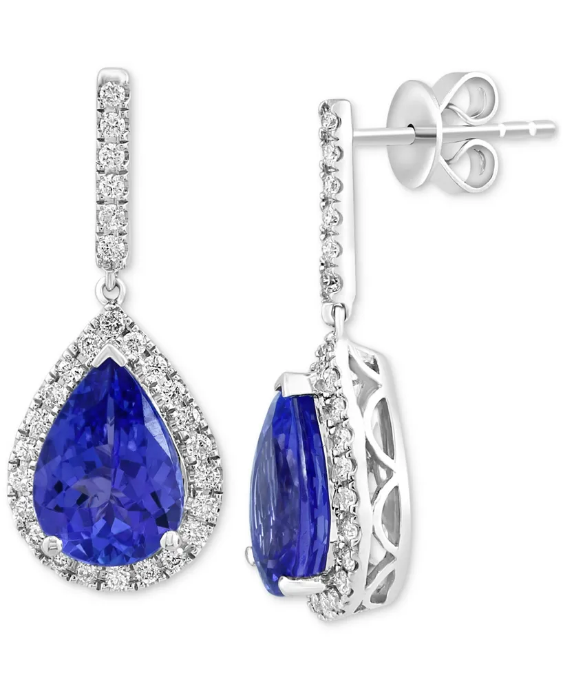 Effy Tanzanite (3-1/2 ct. t.w.) & Diamond (3/8 ct. t.w.) Pear Drop Earrings in 14k White Gold