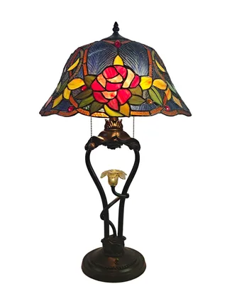 Dale Tiffany Floral Petal Table Lamp with Led Night Light