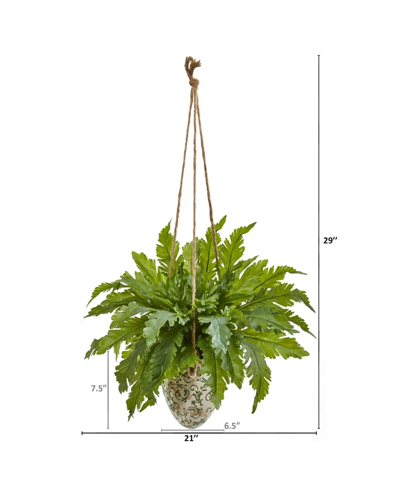 Nearly Natural 29" Fern Artificial Plant in Hanging Vase