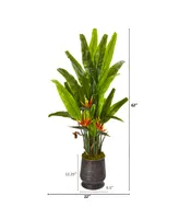 Nearly Natural 62" Bird Of Paradise Artificial Plant in Decorative Planter