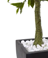 Nearly Natural 42" Bay Leaf Uv-Resistant Indoor/Outdoor Artificial Topiary in Black-Washed Planter