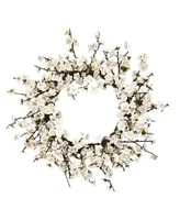 Nearly Natural 24" Plum Blossom Wreath