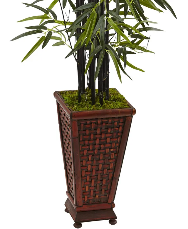 4.5' Bamboo Artificial Tree in White Tower Planter, Color: Green - JCPenney