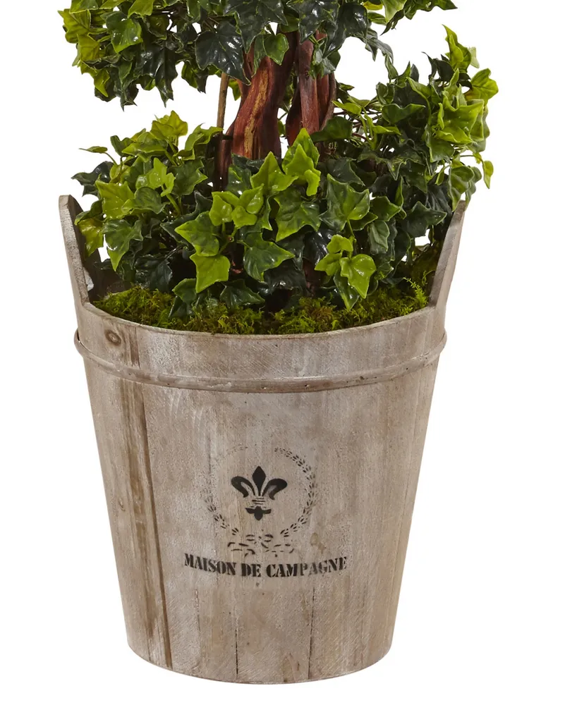 Nearly Natural 4' English Ivy Uv-Resistant Indoor/Outdoor Artificial Tree in Farmhouse Planter