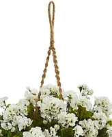 Nearly Natural Geranium Hanging Basket Artificial Plant Uv Resistant