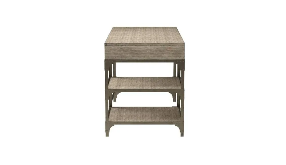 Simplie Fun Gorden Desk In Weathered Oak & Silver