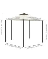 Outsunny 10' x 10' Patio Gazebo Outdoor Canopy Shelter with Aluminum Frame, Double Tier Roof, Netting and Curtains for Garden, Lawn, Backyard and Deck