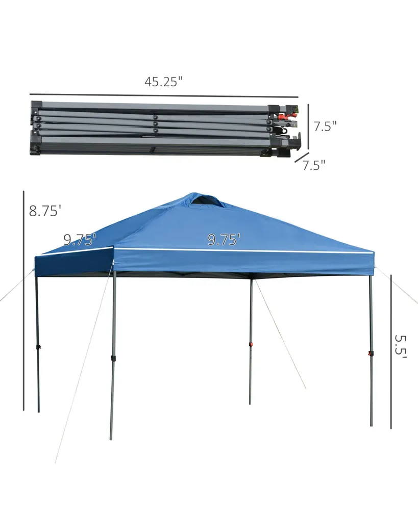 Outsunny 10' x 10' Pop Up Canopy Event Tent with 3-Level Adjustable Height, Top Vent Window Design and Easy Move Roller Bag