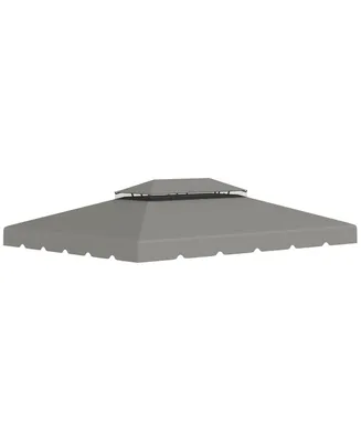 Outsunny 12.8' x 9.5' Gazebo Replacement Canopy, Gazebo Top Cover with Double Vented Roof for Garden Patio Outdoor (Top Only), Light Gray