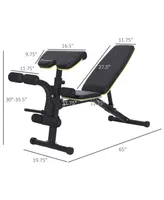 Soozier Adjustable Workout Bench with Leg Extension and Curl, Ergonomic Foam, Dumbbell Bench for Home, Comfortable Padding, Exercise Bench Home Gym Eq